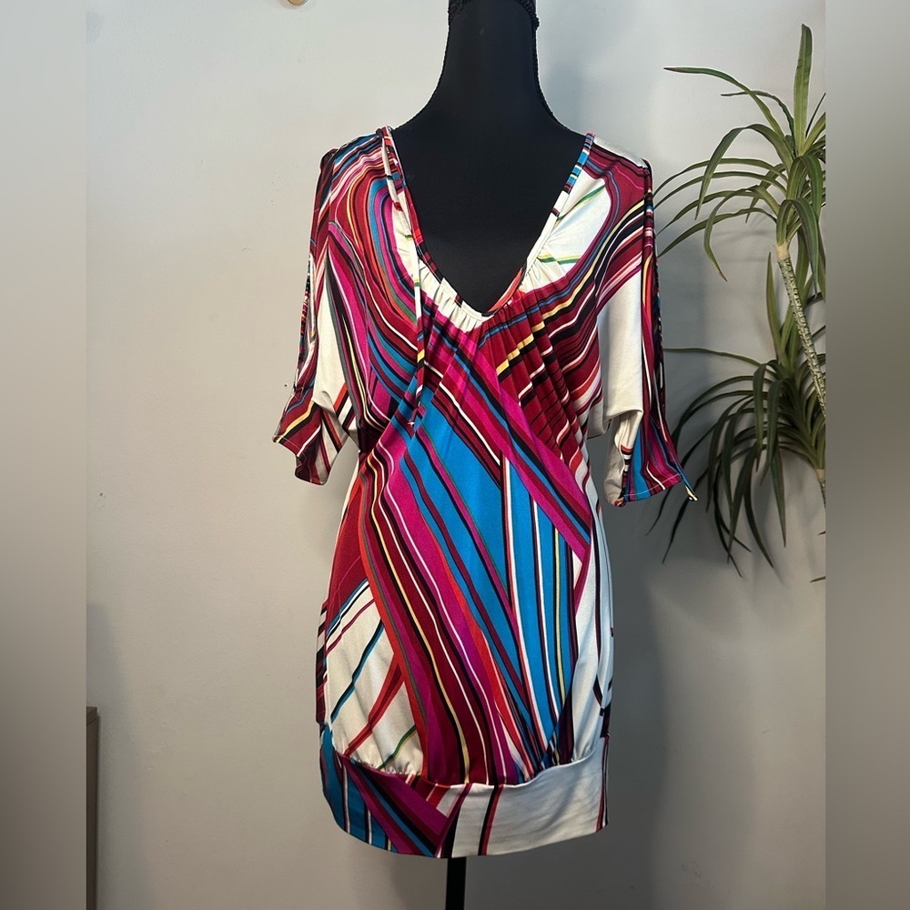 Vintage Y2K GUESS JEANS colorful geo print mini dress xs - Picture 4 of 9